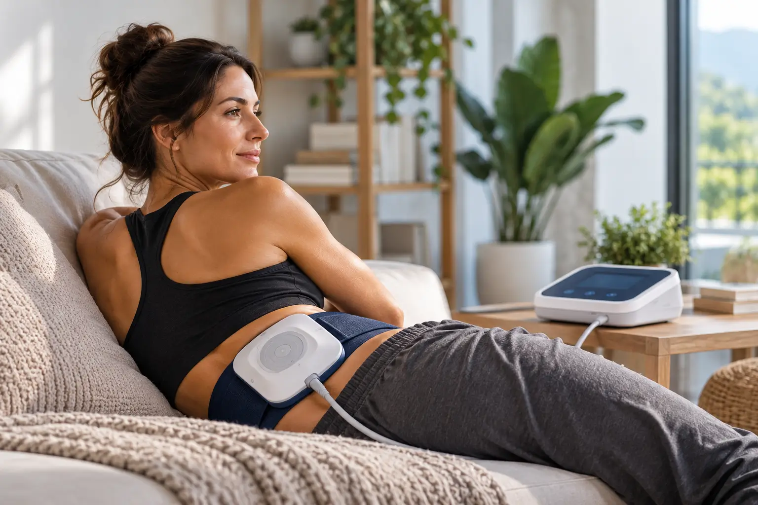Magnetoterapia domiciliare con applicatore posizionato sulla zona lombare