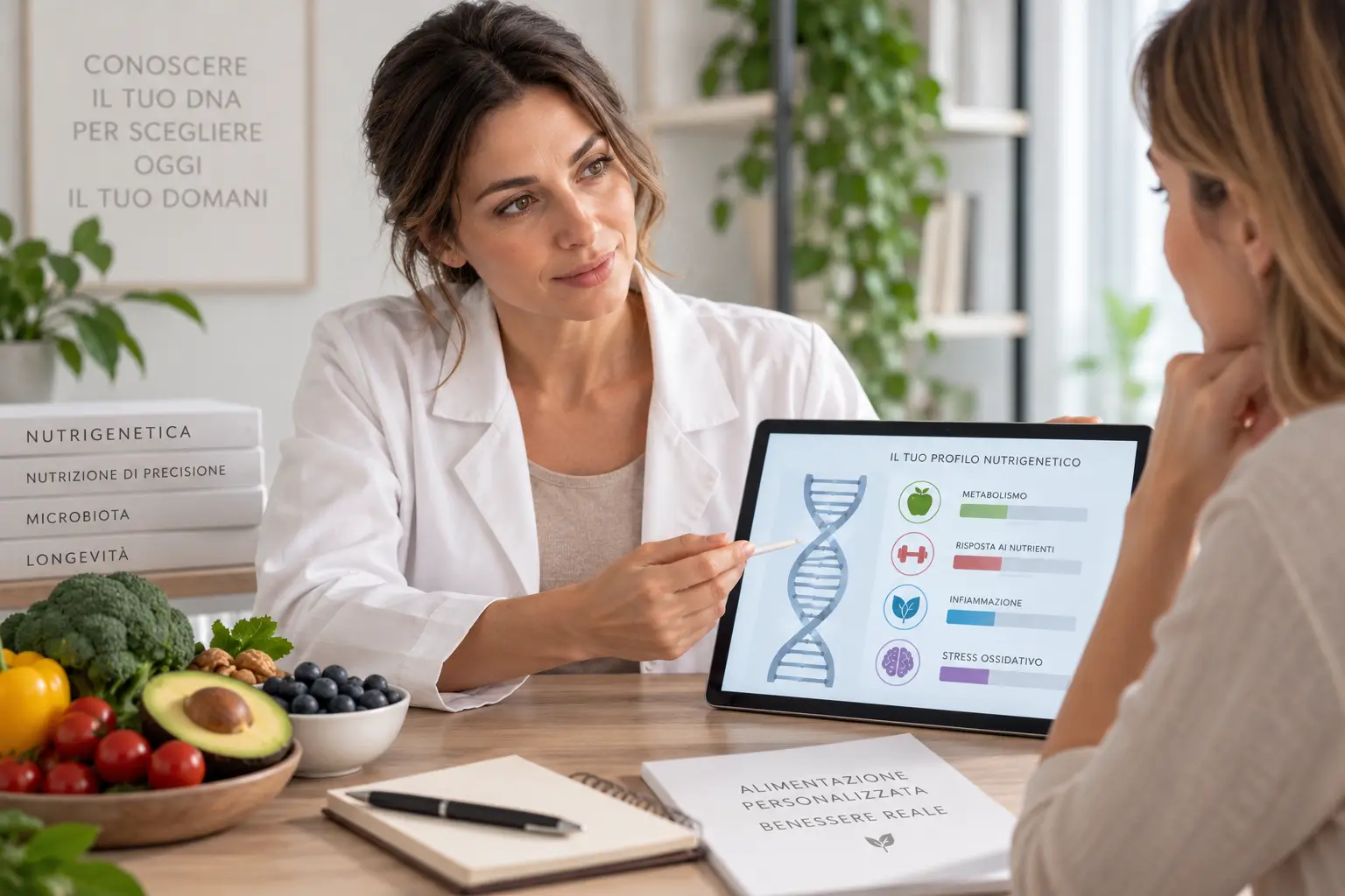Professionista durante l’interpretazione di un referto nutrigenetico